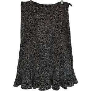 Christopher & Banks Black Polka Dot Midi Ruffle Hem Skirt size 16
